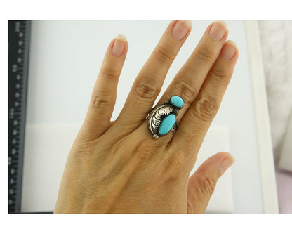 Vintage Navajo Ring 925 Sterling Silver Authentic Turquoise Size 6.5