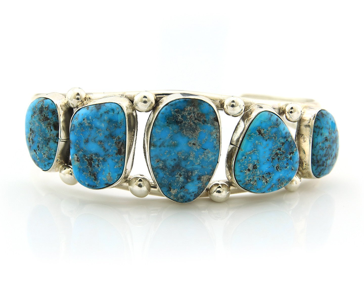 Navajo Bracelet Sterling Silver Handmade Turquoise Artist Signed TAHE