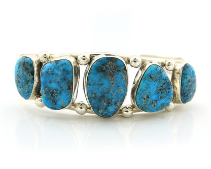 Navajo Bracelet Sterling Silver Handmade Turquoise Artist Signed TAHE