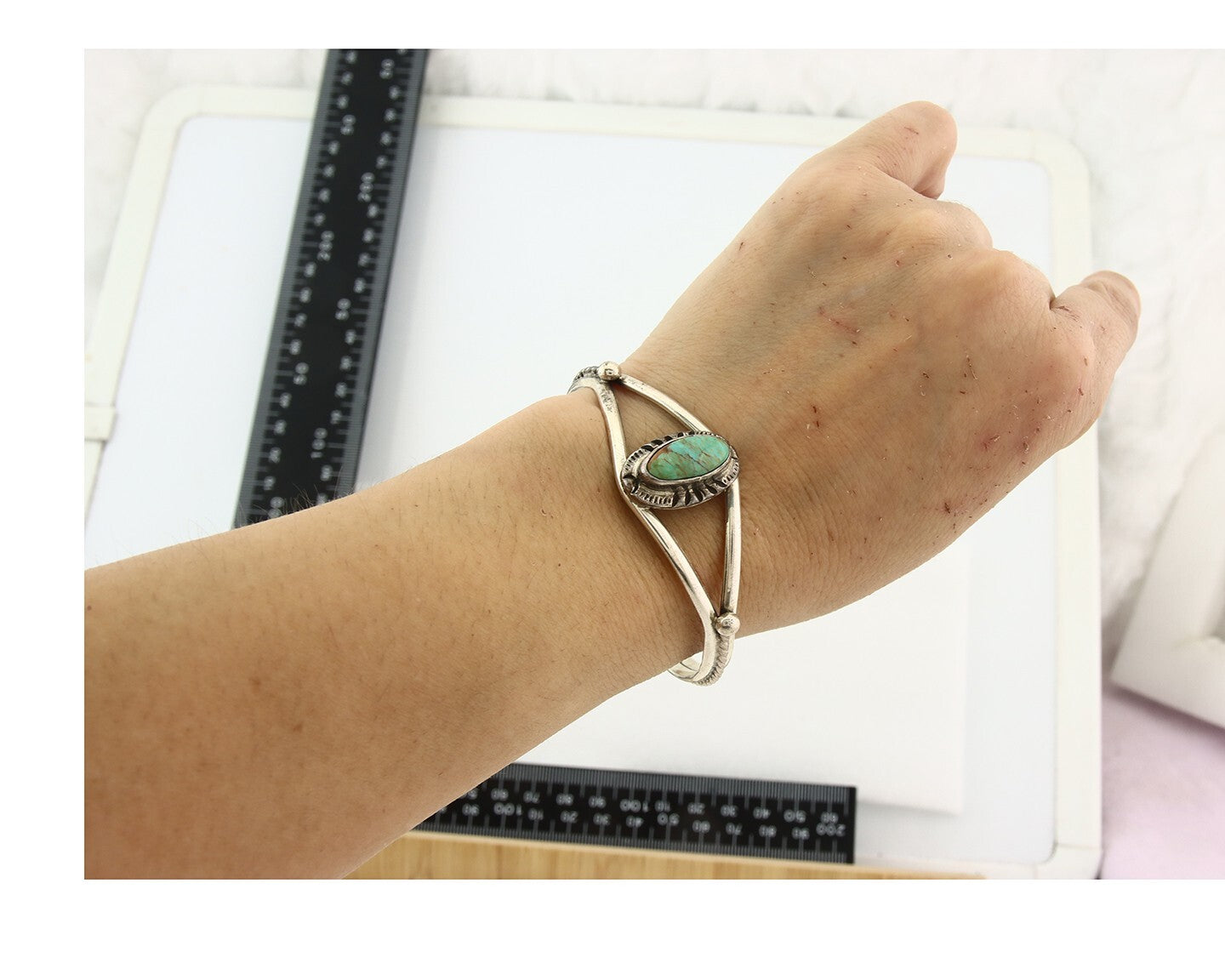 Vintage Navajo Bracelet 925 Silver Turquoise Traditional Handmade Signed Gecko
