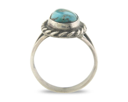 Navajo Ring 925 Sterling Natural Turquoise Native Artist C.80's Size 6.0