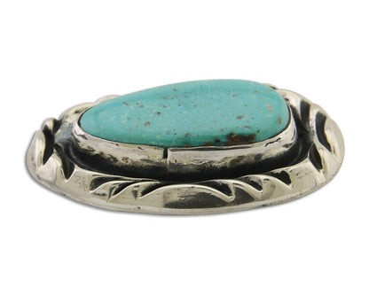 Navajo Pin 925 Silver Natural Mined Turquoise Artist Signed C Montoya C.80's