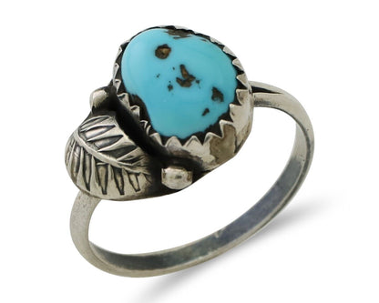 Navajo Ring 925 Silver Sleeping Beauty Turquoise Native American Artist C.80's