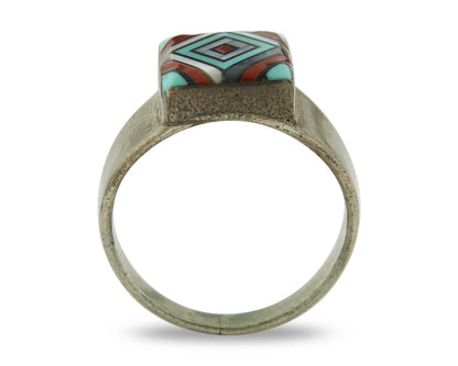 Vintage Zuni Ring 925 Sterling Natural Authentic Gemstone Handmade Size 10.25