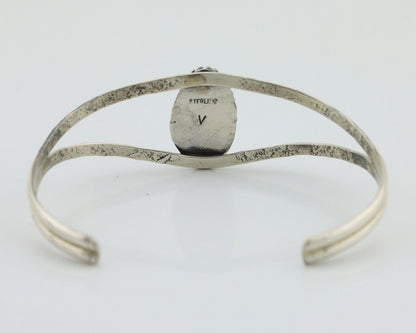 Navajo Bracelet 925 Silver Sleeping Beauty Turquoise Signed Robert Vandover C80s