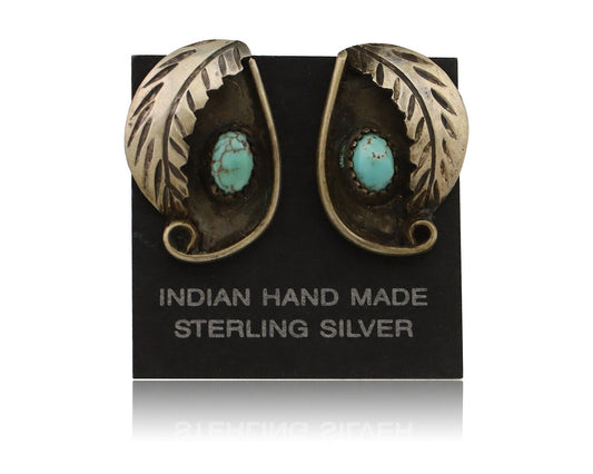 Navajo Earrings 925 Silver Natural Turquoise Native American Artist C.80's