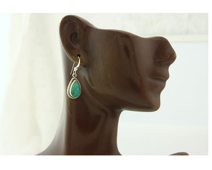 Navajo Earrings Sterling Silver Natural Turquoise Vintage Signed M