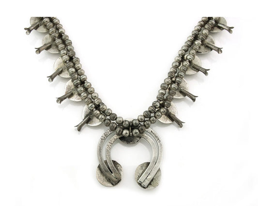 Navajo Necklace 925 Sterling Silver Natural Coral Vintage Artist Signed CRB