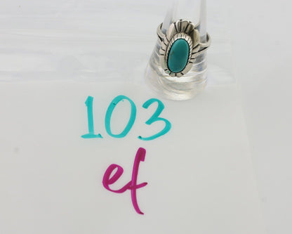Navajo Ring 925 Silver Kingman Turquoise Signed M Montoya Size 9.25 C.80's
