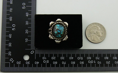 Navajo Ring 925 Sterling Silver Morenci Turquoise Native American Artist C.80s