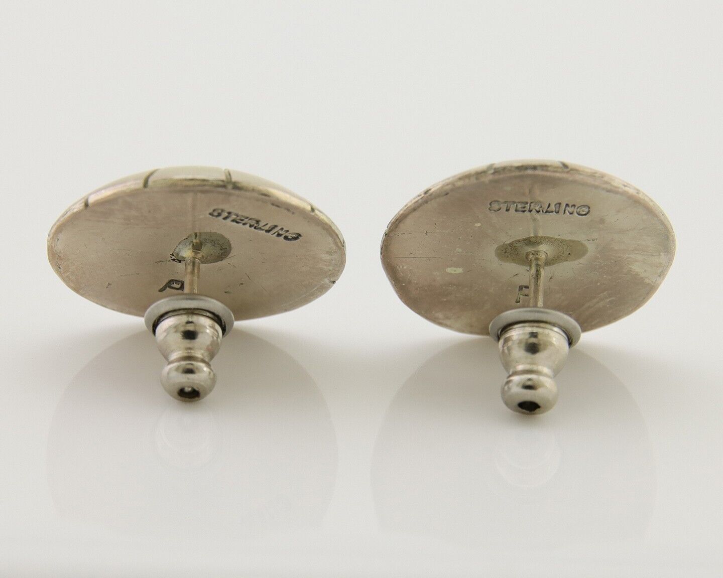 Navajo Shield Earrings 925 Silver Natural Blue Turquoise Artist Signed P C.80s