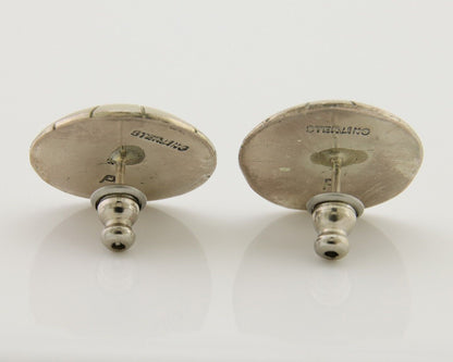 Navajo Shield Earrings 925 Silver Natural Blue Turquoise Artist Signed P C.80s