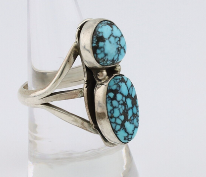 Navajo Ring 925 Silver Spiderweb Turquoise Artist Signed Tom Willeto C.80's