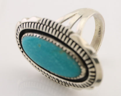 Navajo Hamdmade Ring 925 Silver Southwest Turquoise Signed V C.80's