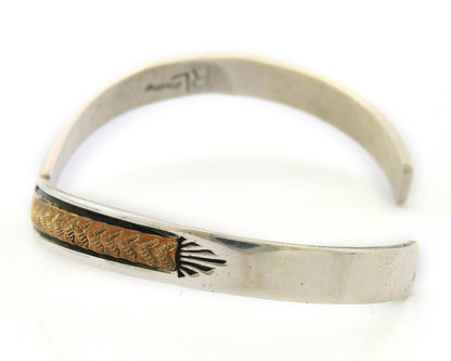 Navajo Cuff Bracelet Sterling Silver & Gold Vintage Signed RL