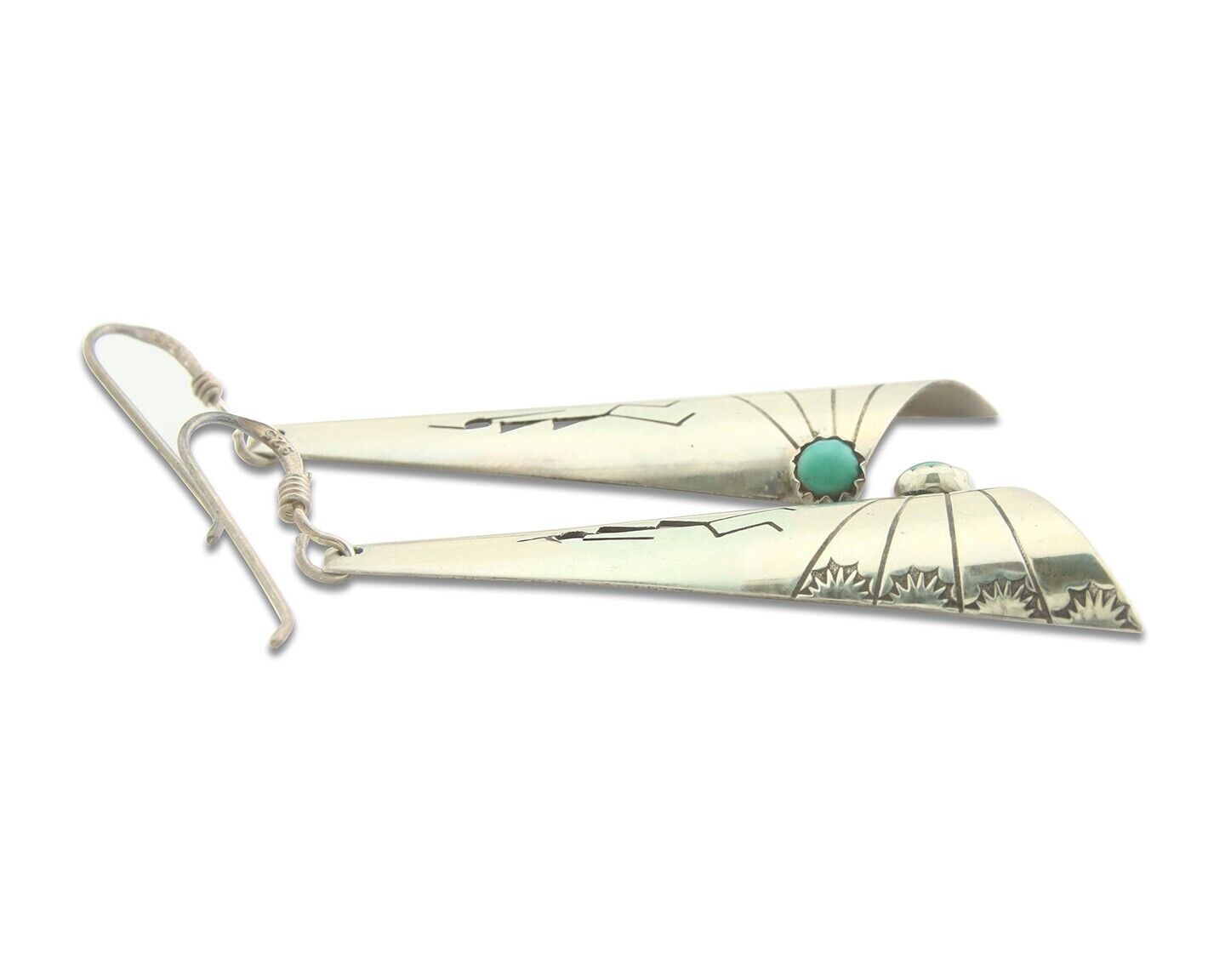 Navajo Earrings 925 Silver Kokopelli Natural Turquoise Native Artist C.80's