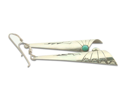 Navajo Earrings 925 Silver Kokopelli Natural Turquoise Native Artist C.80's