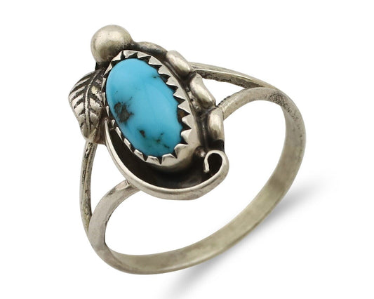 Navajo Ring 925 Silver Turquoise Artist Signed SkyStone Creations C.80's