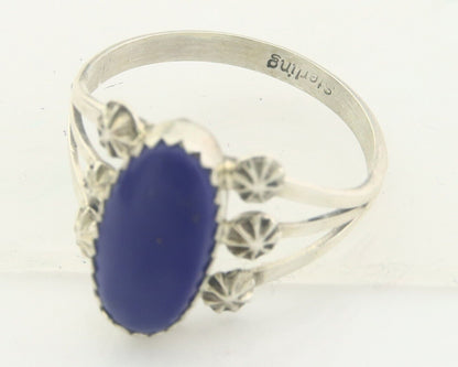 Navajo Ring 925 Sterling Natural Lapis Handmade Native Artist C.80's