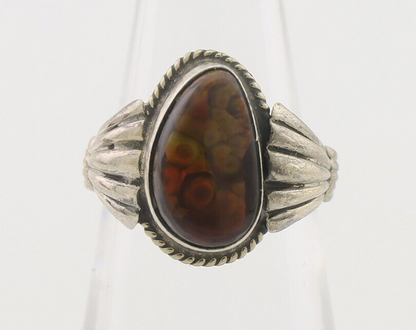 Navajo Handmade Ring 925 Silver Natural Fire Opal Native Artist Size 6.25 C.80's