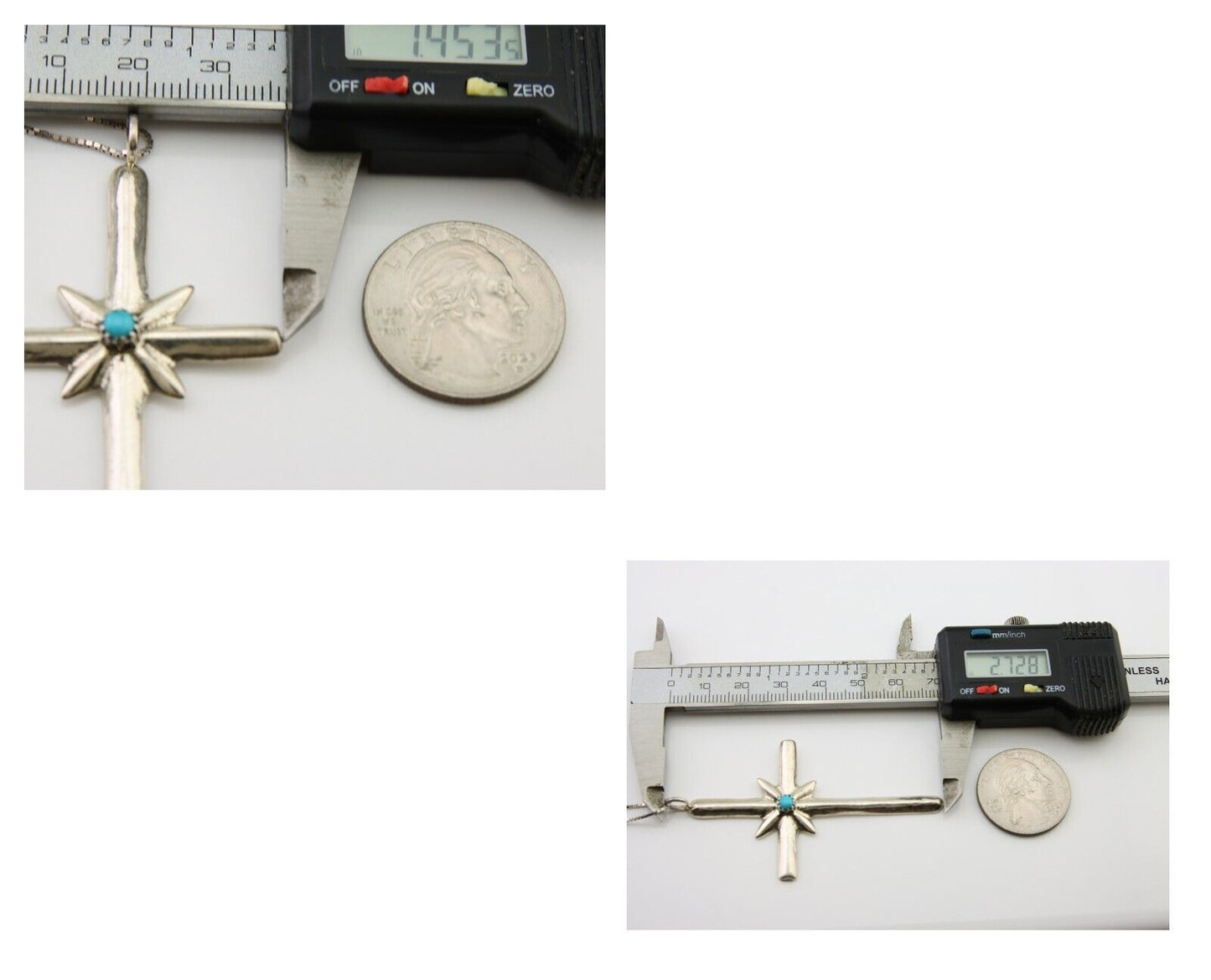 Navajo Sand Cast Necklace 925 Silver Turquoise Native American Artist C.80's