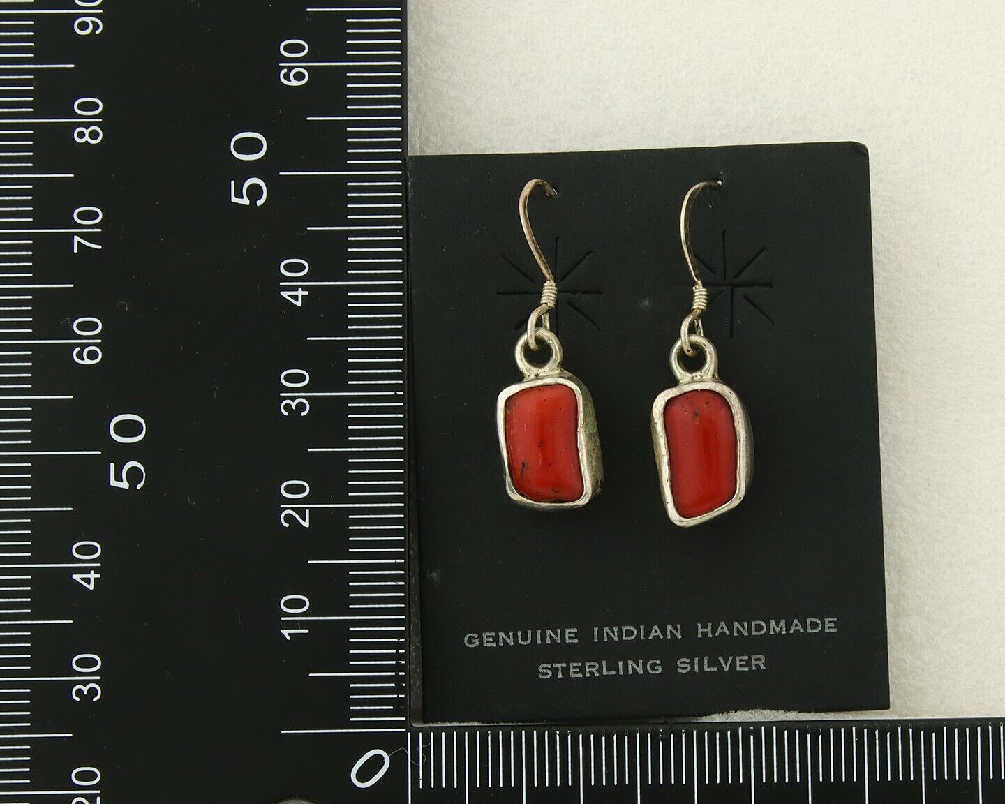 Navajo Dangle Earrings 925 Silver Natural Inlaid Coral Native American C.80's