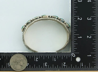 Navajo Cuff Bracelet Sterling Silver Turquoise Vintage Signed WB
