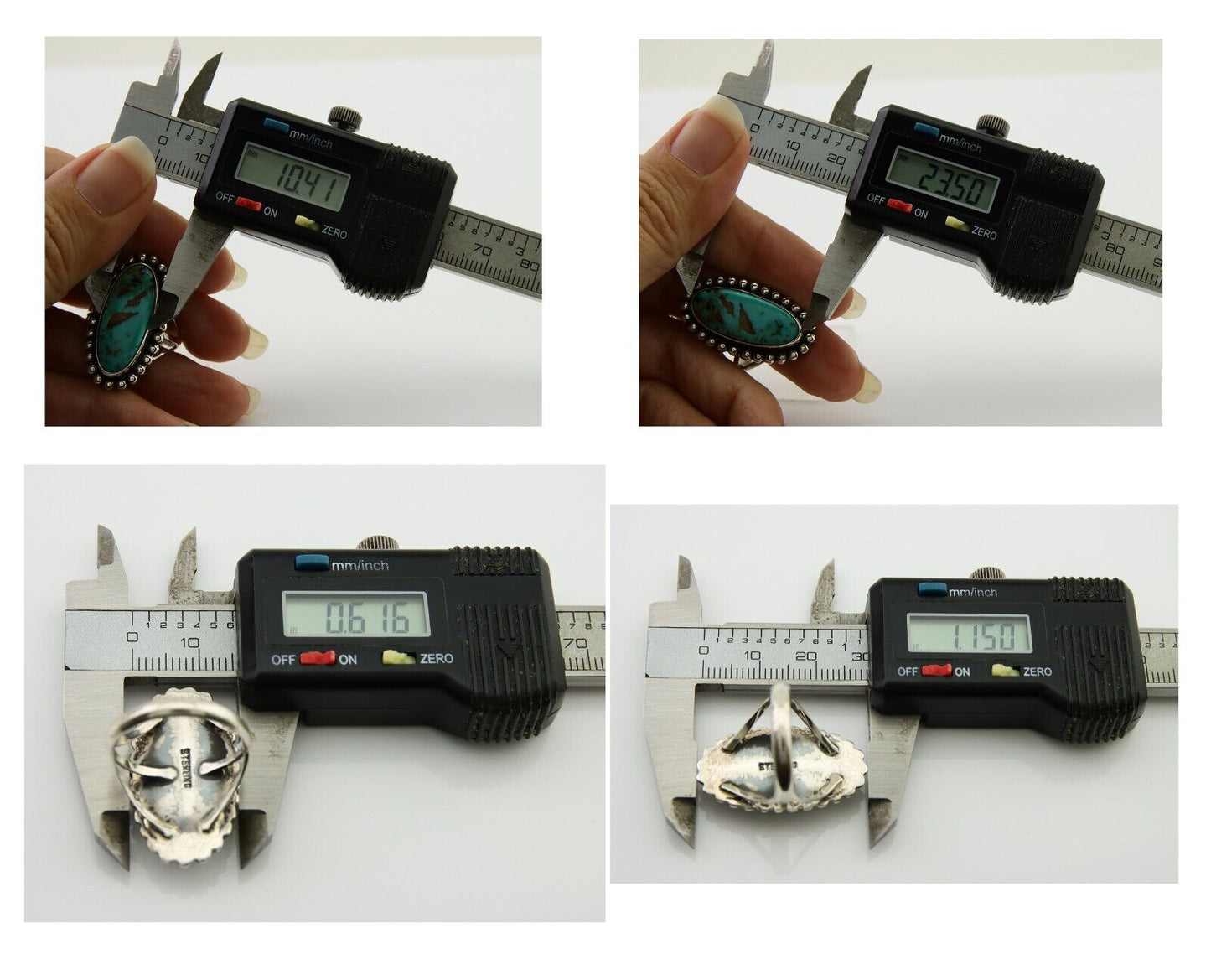 Navajo Shield Ring 925 Silver Arizona Turquoise Native Artist C.80's