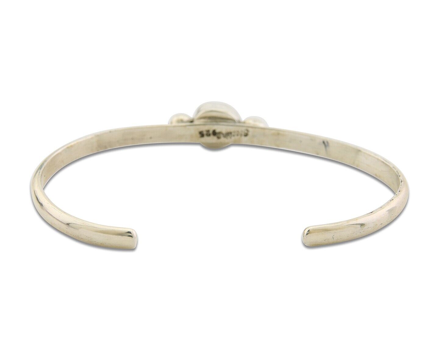 Navajo Bracelet .925 Silver Natural Red Coral Cuff Native American Artist C.80's