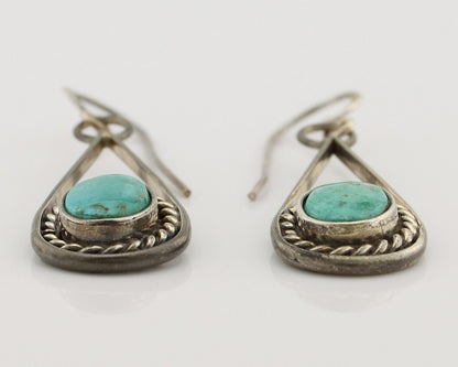 Navajo Earrings 925 Silver Natural Blue Turquoise Native American Artist C.80s