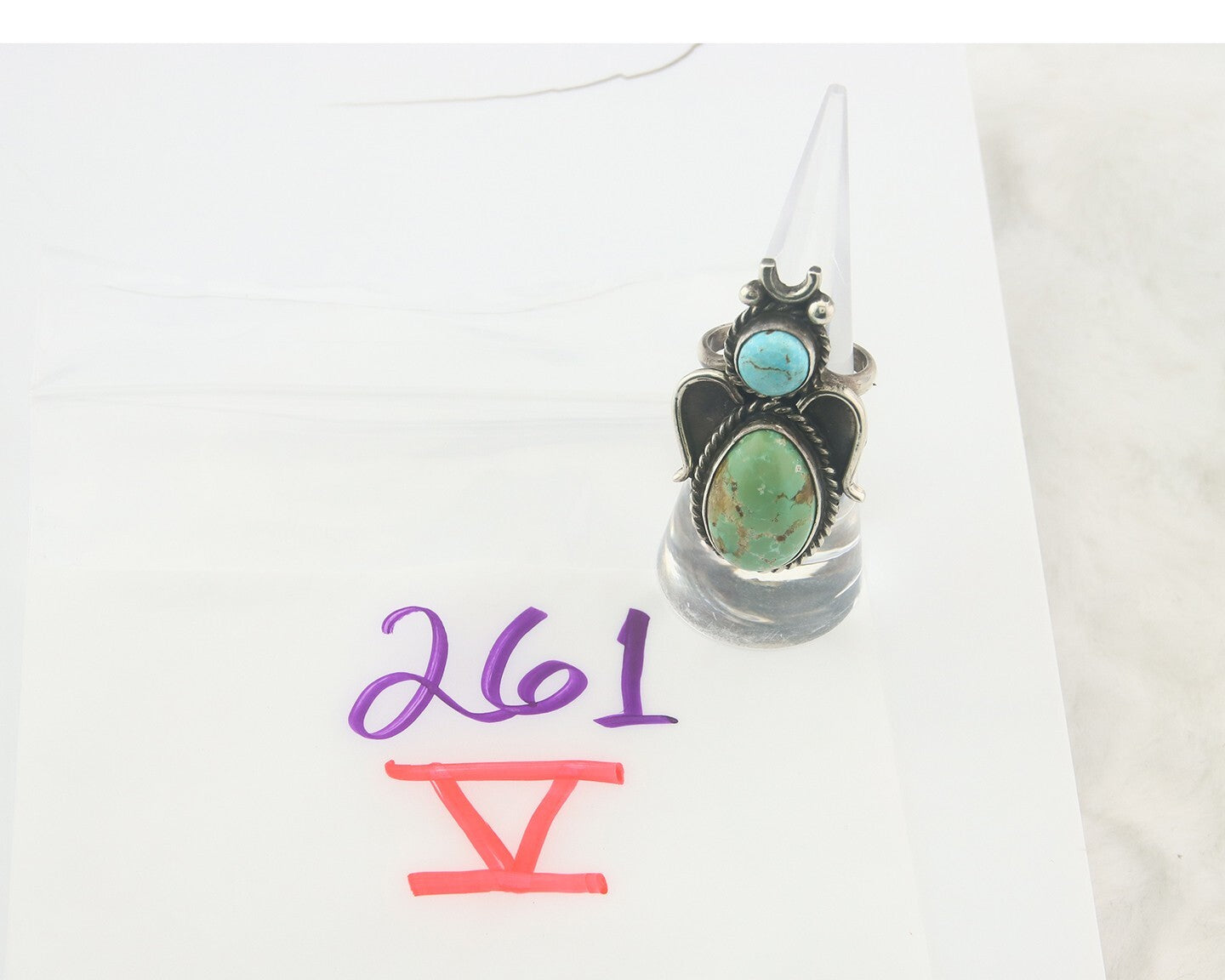 Vintage Navajo Ring 925 Sterling Authentic Turquoise Artist Signed Size 7.75