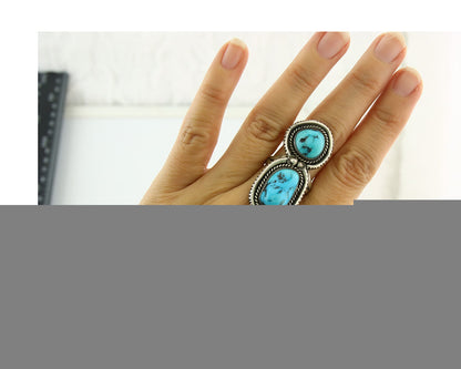 Vintage Navajo Ring Sterling Silver Authentic Turquoise Tom Willeto Size 7.75
