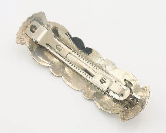Vintage Navajo Barrette 925 Sterling Silver Hand Stamped Authentic Native Artist