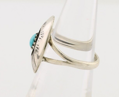 Navajo Handmade Ring 925 Silver Blue Turquoise Artist Signed BF C.80's