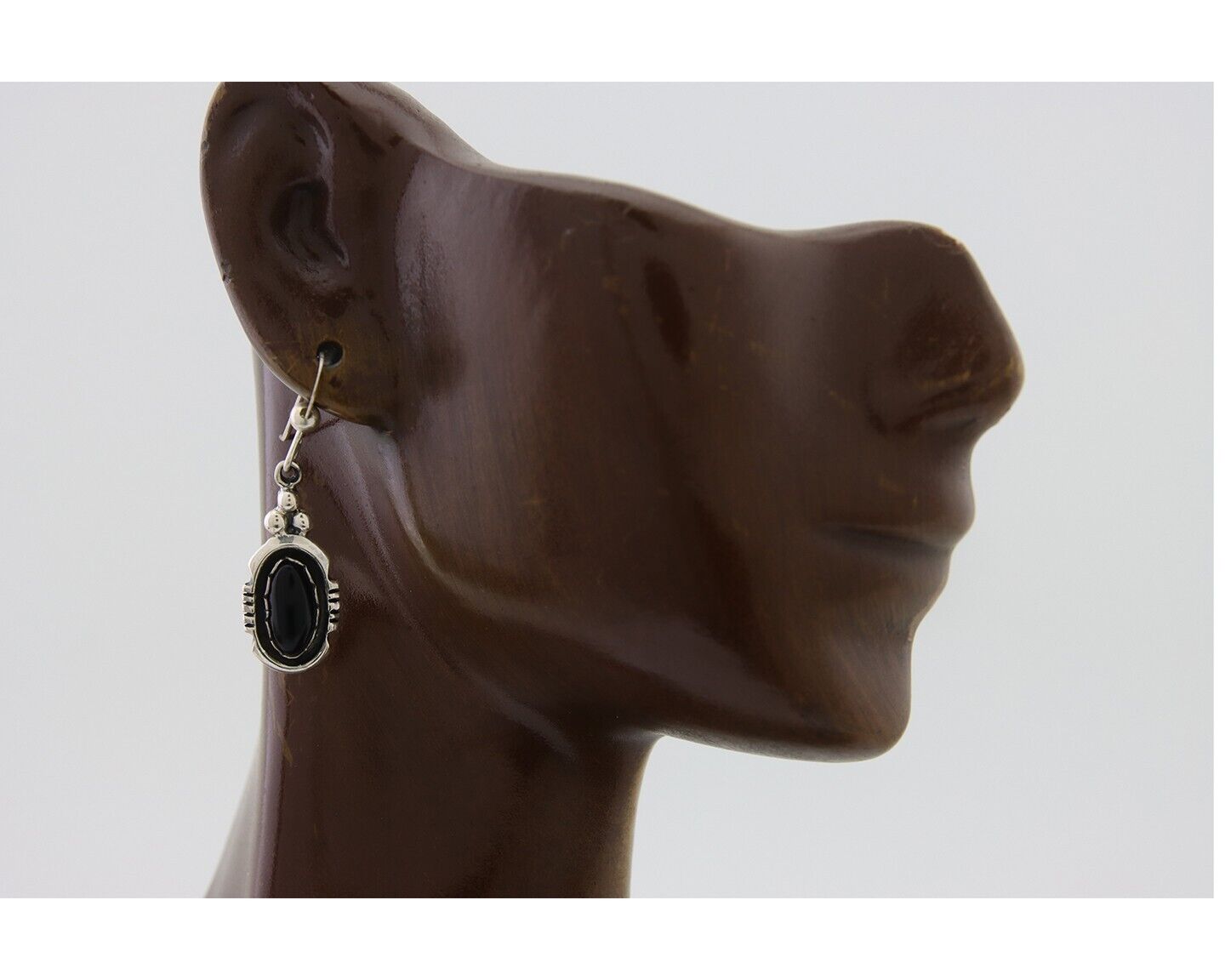 Navajo Dangle Earrings 925 Silver Natural Black Onyx Native American C.80's