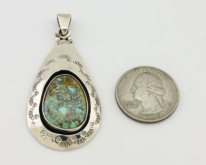 Navajo Pendant 925 Silver Green Turquoise Artist Signed MC C.80's