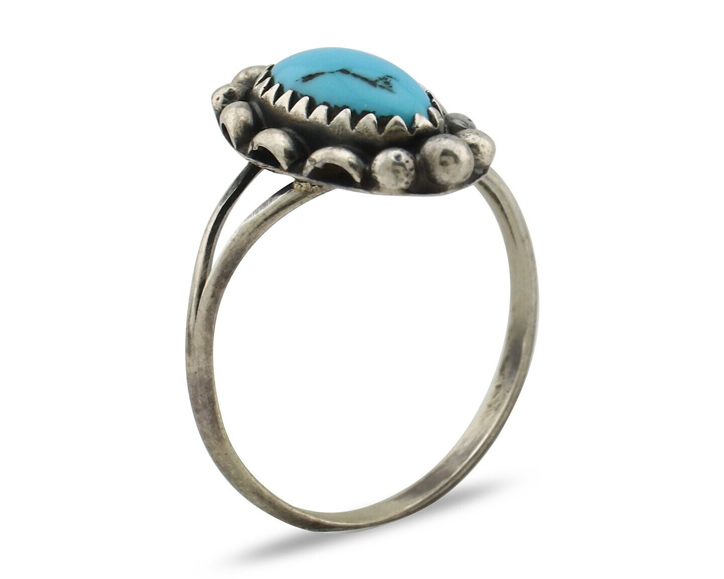 Navajo Ring 925 Silver Sleeping Beauty Turquoise Signed SkyStone Creations C80s