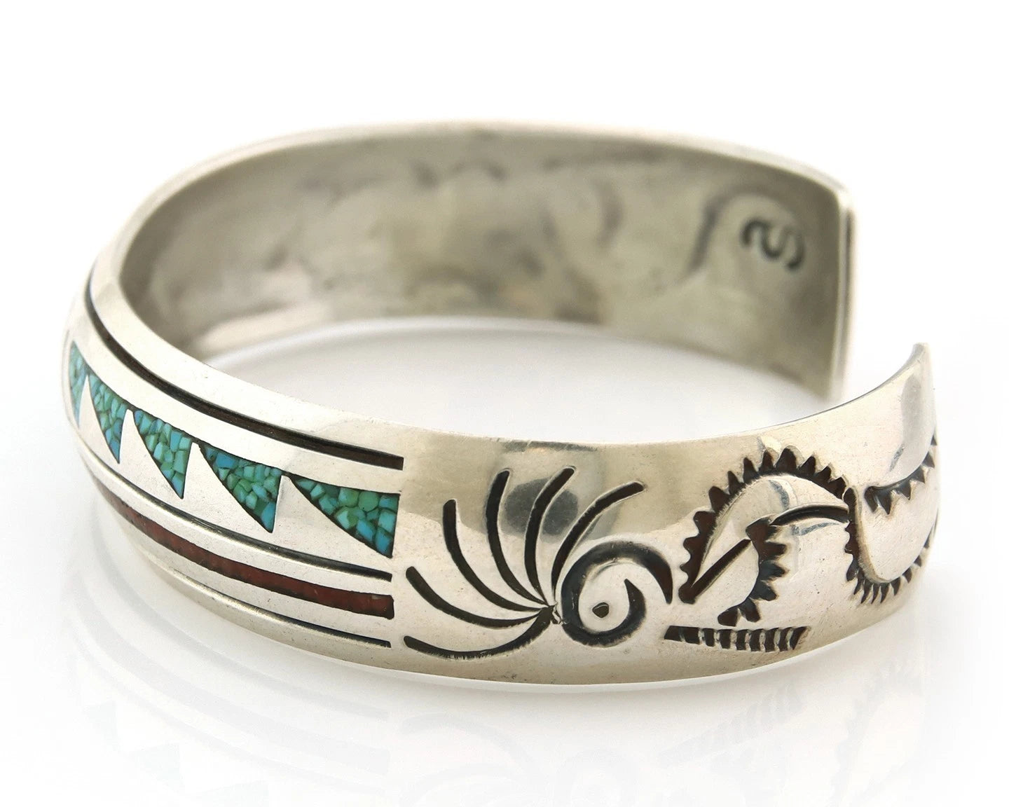 Navajo Cuff Bracelet Sterling Silver Authentic Turquoise Signed Stanley Bain