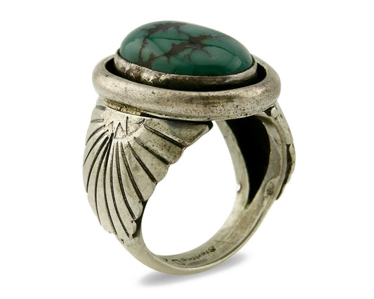 Navajo Ring .925 SOLID Silver China Mountain Turquoise Signed Doug Zachary C.80