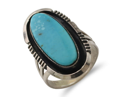 Navajo Ring 925 Silver Blue Turquoise Artist Signed William Denetdale C.80's