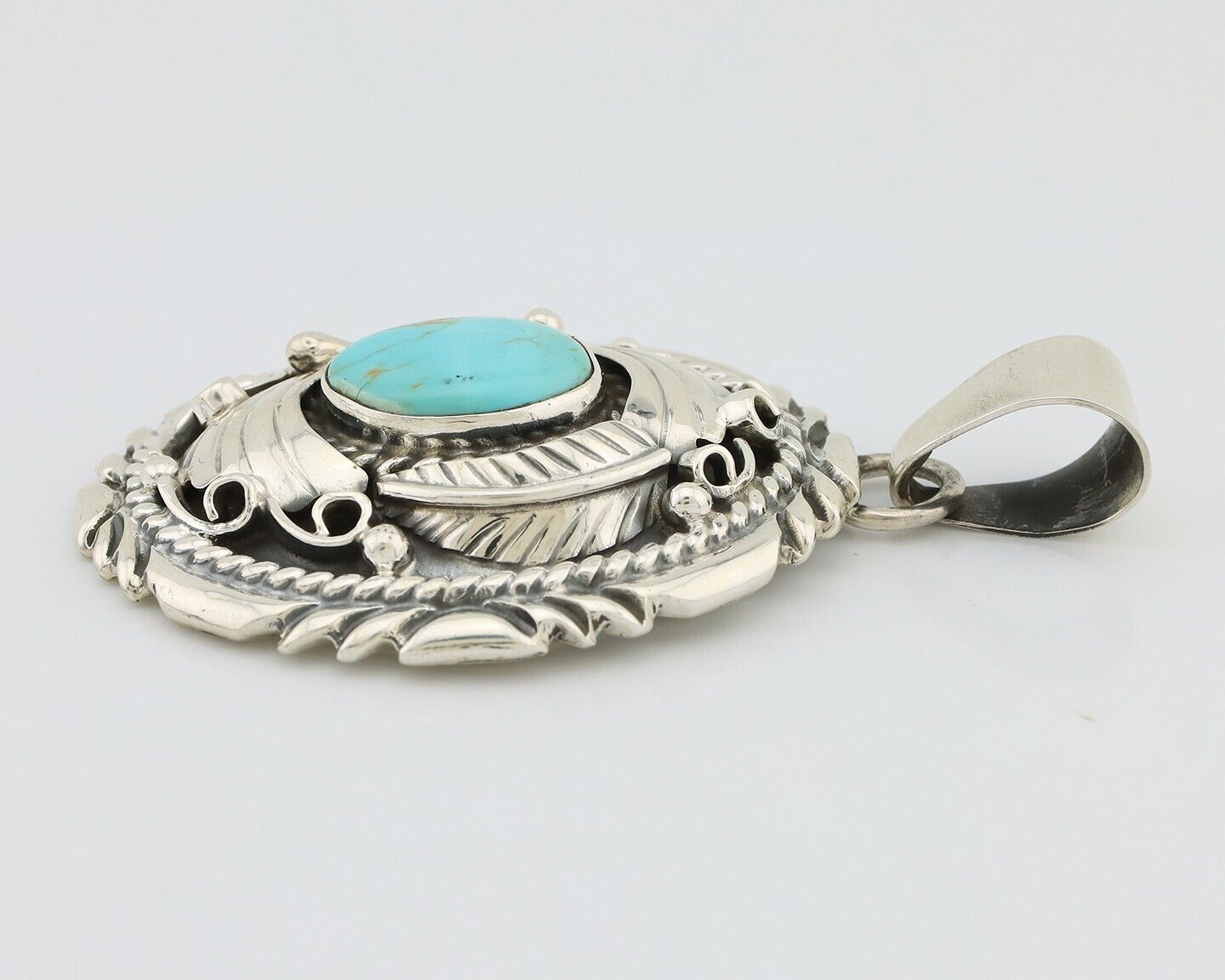 Navajo Pendant 925 Silver Blue Turquoise Native American Artist C.80's