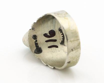 Navajo Ring .925 Silver Kingman Turquoise Artist Signed Apache C.80's