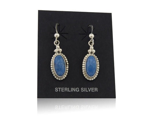 Navajo Dangle Earrings 925 Silver Natural Denim Lapis Signed Melissa Yazzie C80s