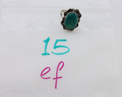 Navajo Handmade Ring 925 Silver Kingman Turquoise Size 4.25 C.80's