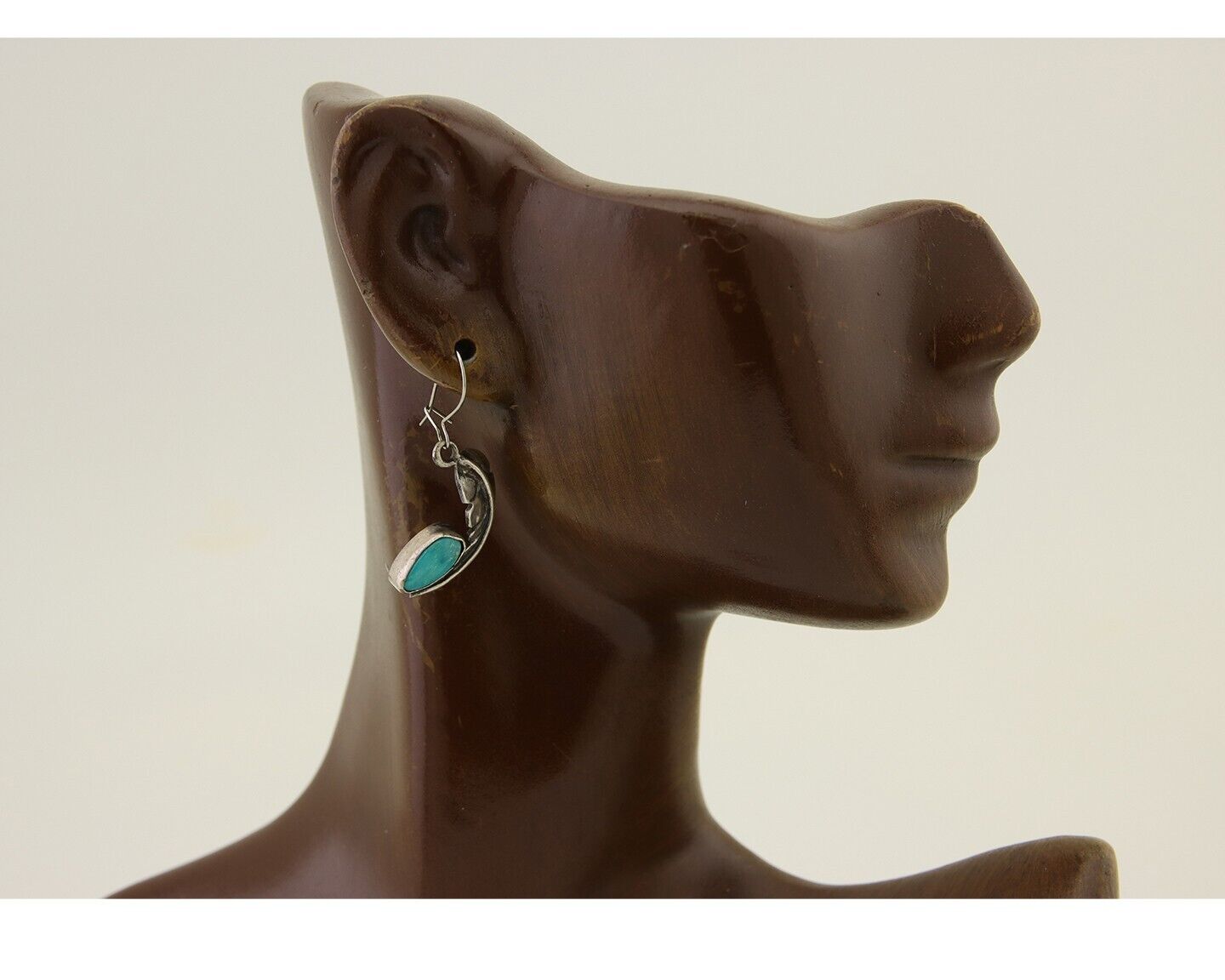 Navajo Dangle Earrings 925 Silver Natural Blue Turquoise Native Artist C.80's