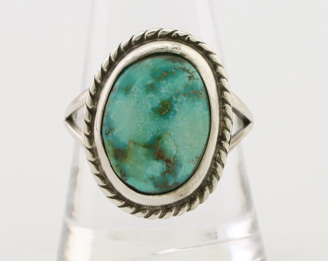 Navajo Ring 925 Silver Natural Blue Turquoise Native American Artist C.80's