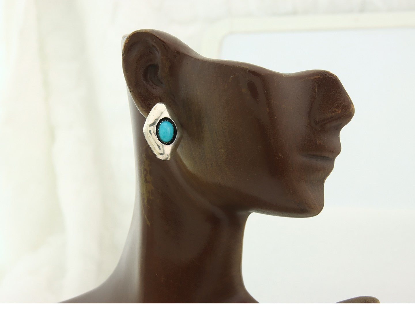 Navajo Dangle Earrings Sterling Silver Natural Turquoise Vintage Handmade