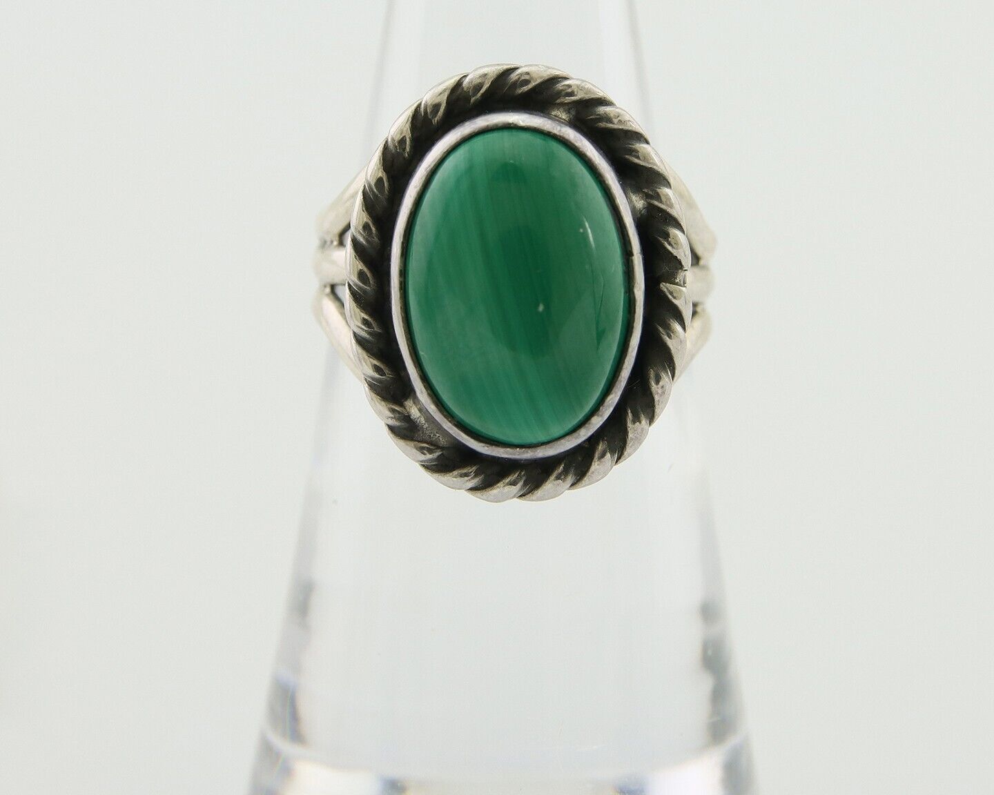 Navajo Ring 925 Silver Natural Malachite Native American Artist C.80's