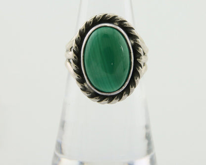 Navajo Ring 925 Silver Natural Malachite Native American Artist C.80's