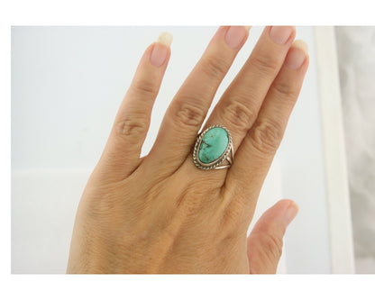 Vintage Navajo Ring 925 Sterling Authentic Santa Rita Turquoise Size 6.5
